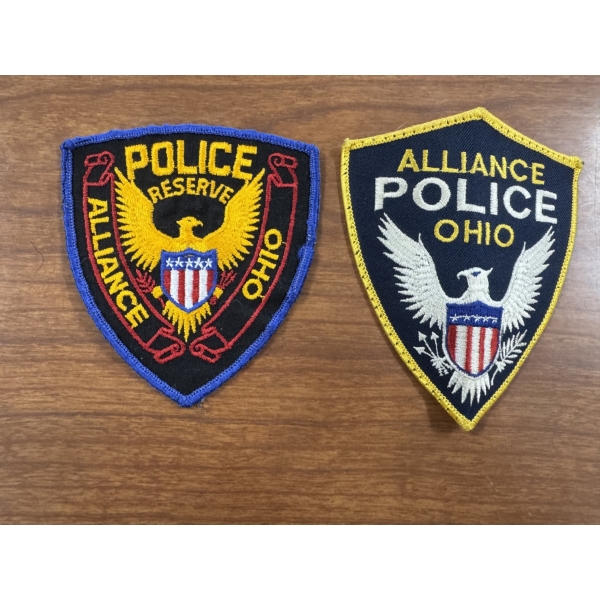 2 - Vintage Alliance, Ohio Police Department Patches - Mint Condition - About 5 Inches Long