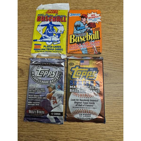 4 Assorted MLB Baseball Wax Packs Cards - Brand New 