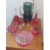 Image 2 : Group of Cranberry Vintage Glass Pieces - Including Fantastic Heavy Covered Candy Dish