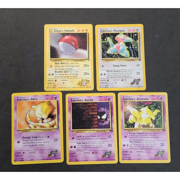 Collection Of (5) Pokémon Trading Card Game Cards From The Gym Heroes Expansion Set