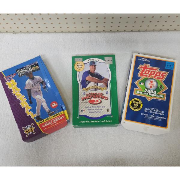 Baseball Card Retail Boxes: 2003 Topps Series 1, 1998 Donruss Preferred, 1997 Collector's Choice