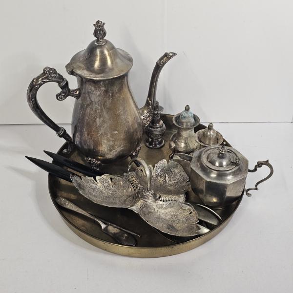 11-Piece Mixed Vintage Silver-Plated Tableware Collection (5.0 lbs)