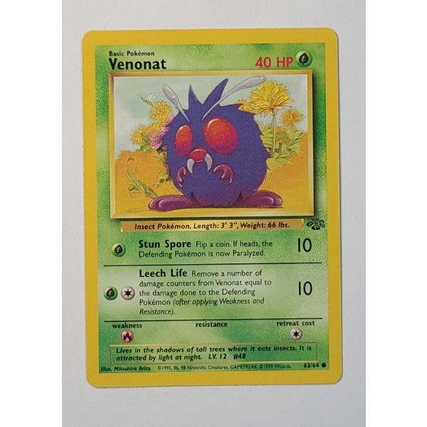 1999 Venonat #63/64 Pokemon Trading Card From The Jungle Set - Near Mint
