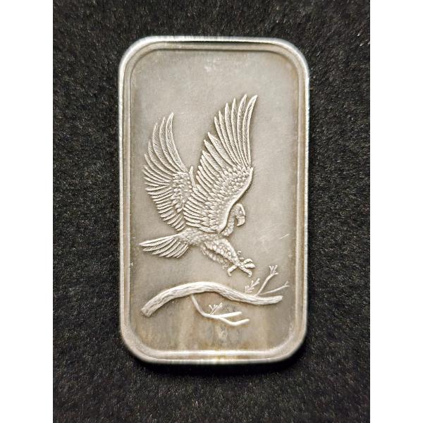 1 Troy Oz Silver Town Eagle Landing .999 Fine Silver Bar - Antiqued Toned Appearance! 
