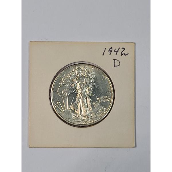 United States 1942-D Walking Liberty 90% Silver Half Dollar - Amazing Condition