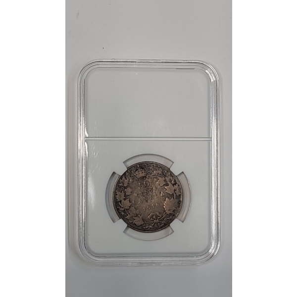 1918 Canadian King George V 50 Cent 92.5% Silver Coin In Slab - ASW: 0.3456 Oz