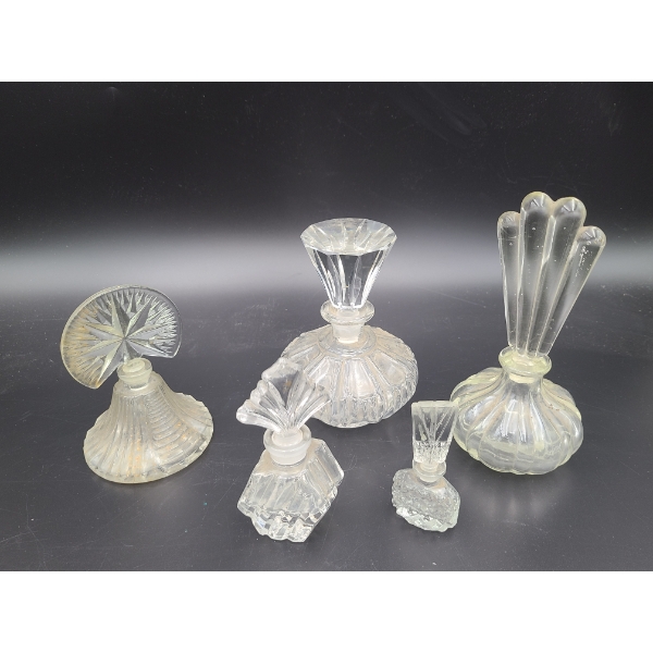 Vintage Perfume Bottles - 5 Gorgeous Assorted Bottles with Stoppers