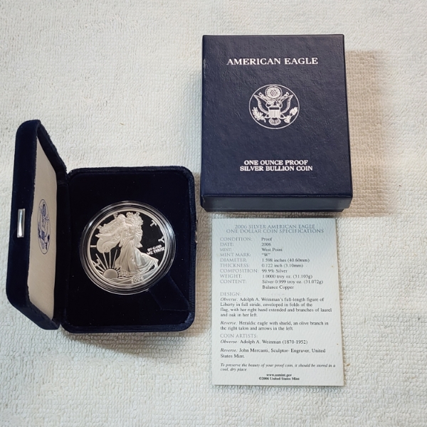 2006-W Proof American Silver Eagle - 1 oz .999 Fine Silver - With OGP Packaging & CoA