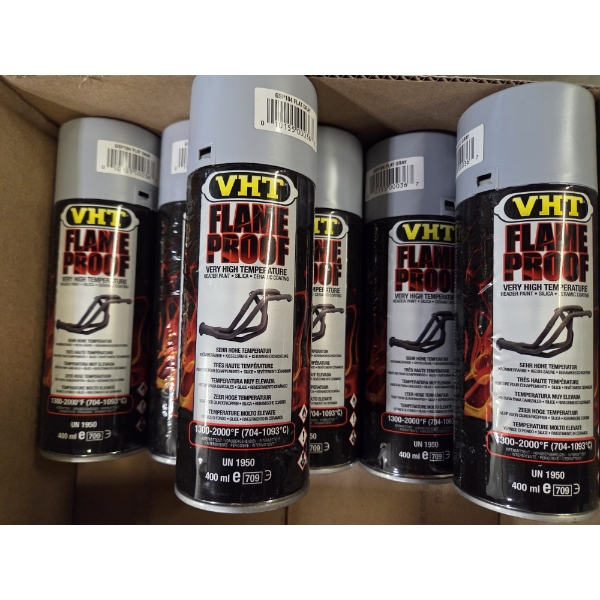 Six New Cans Of VHT Flame Proof Very High Temp Flat Gray Spray Paint