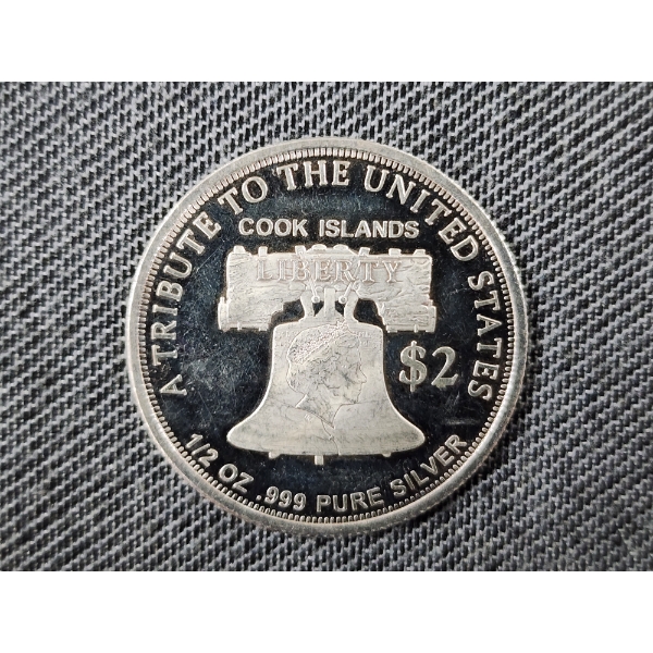 2021 Double Eagle Cook Islands Tribute To U.S. 1/2 Oz .999 Pure Silver $2 Coin