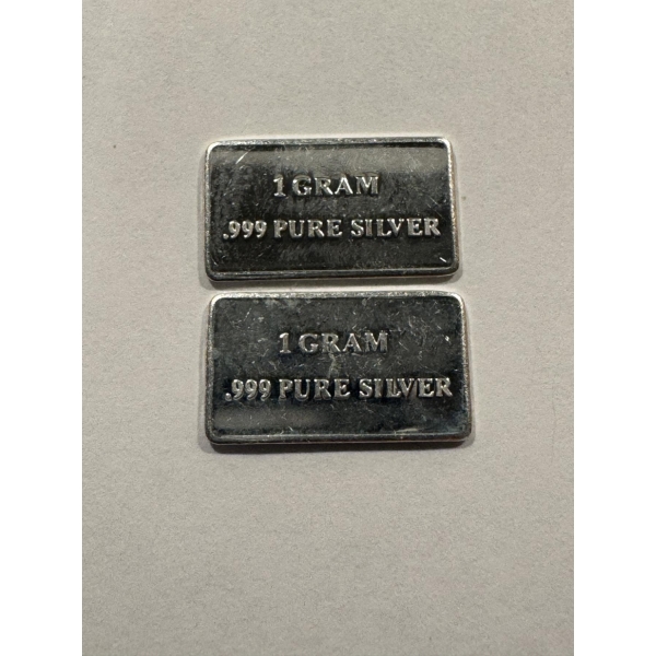 2 - Extremely Rare USCG Silver 1 Gram .999 Fine Pure Silver Troy Oz Bars - Low Production Bar
