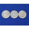 Image 5 : 3 - Franklin 90% Silver Half Dollars; 1952-D, 1963-D, 1960