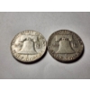 Image 3 : Two Benjamin Franklin 90% Silver United States Half Dollars ~ Both Nice Looking Coins!