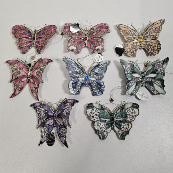 Collection Of Vintage Bradford Editions Heirloom Porcelain Stained Glass Style Butterfly Ornaments