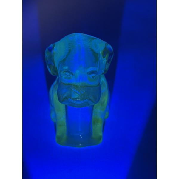 Adorable Degenhart Vintage Uranium Glass Dog Figurine -Dark Sapphire