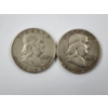 Image 1 : Two 90% Silver United States Franklin Half Dollars ~ 1959-D & 1963-D ~ $1.00 Face Value