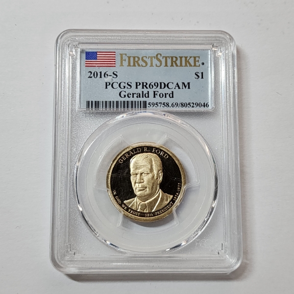 PCGS Graded PR69DCAM U.S. 2016-S First Strike Gerald Ford Presidential Dollar 