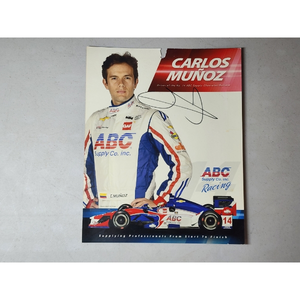 Carlos Munoz Signed ABC Supply Co. Chevy Dallara Indy Car Postcard