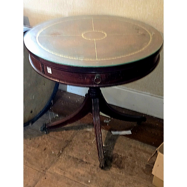 Round Glass Top Table with Drawer