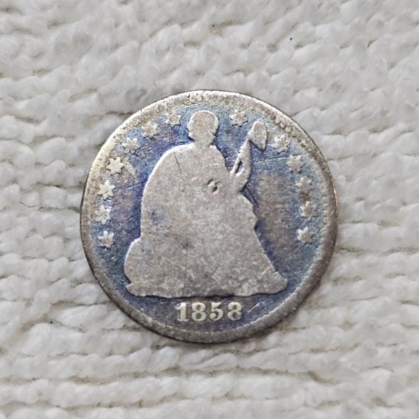 1858 90% Silver Seated Liberty Half-Dime FV: $.05