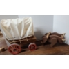 Image 2 : Old West Covered Wooden Wagon Model With Bulls & Miniature Accessories 