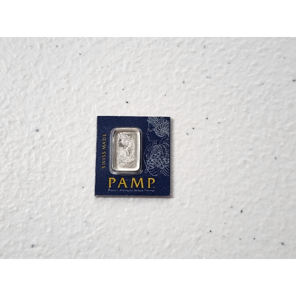 1.0g 999.5 Platinum Bullion Bar - PAMP Suisse Assay Certificate - Sealed