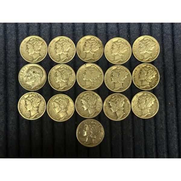 90% Silver Dimes - Mostly Mercury - $1.60 Face Value