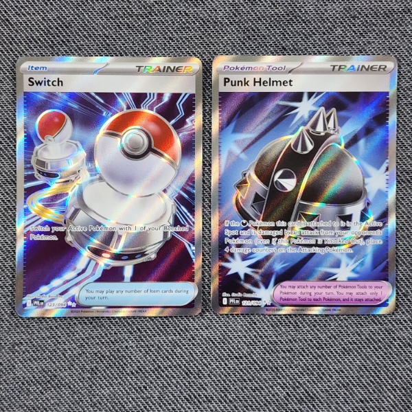 Two Holo Rare Trainer Pokemon Trading Cards ~ Switch & Punk Helmet