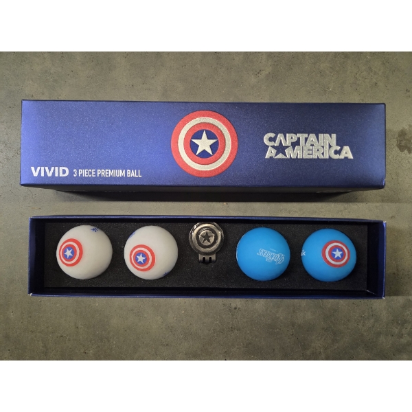 Collectable Vivid Captain America Matte High Color Golf Ball Set In Box! 