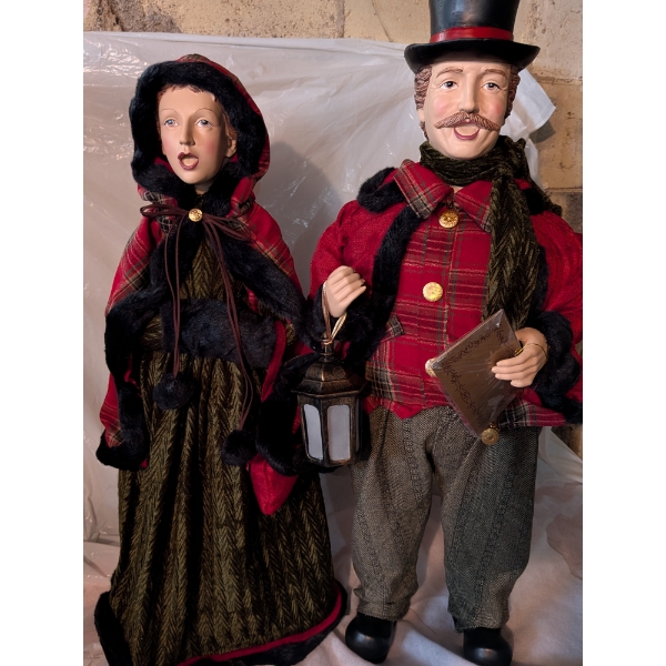 Attention Grabbing 35" Tall Fantastically Detalied Carroling Couple