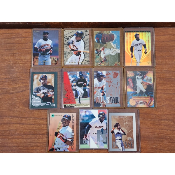 11 Assorted Barry Bonds Baseball Trading Cards 