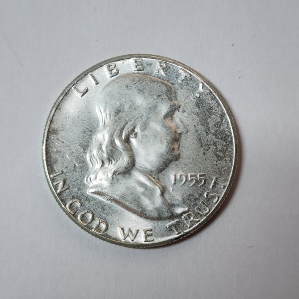 1955 Silver Franklin Half Dollar - 90% U.S. Silver Coin 