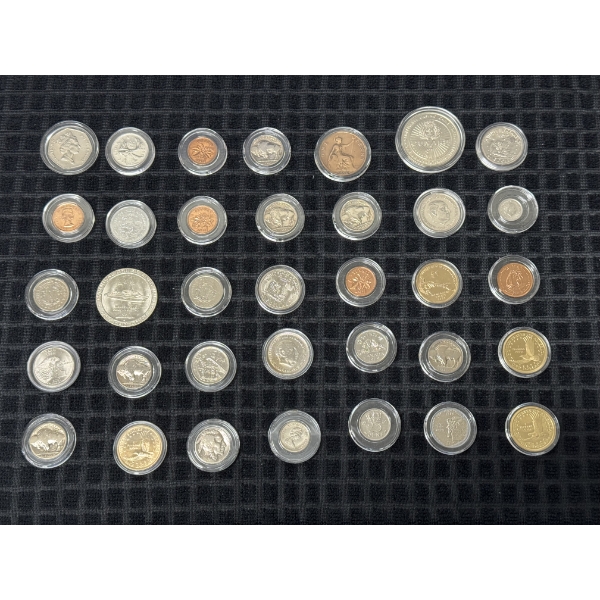 	Unique Coin Collection Of Various Sizes And Face Values, 35 Coins - Mint Condition