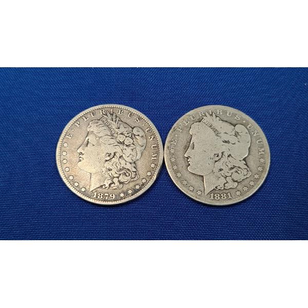 1879 & 1881-O Silver Morgan Dollars