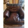 Image 4 : Soft Dark Brown Leather Large Sectional With Matching Chair And Beautiful Collection Of Decorative P