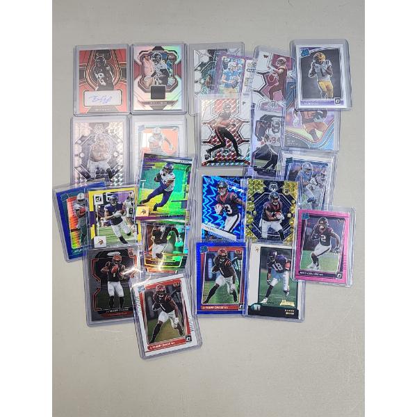 Lot of 23 Assorted Football Trading Cards Including Player Patch and Autographed 