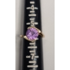 Image 7 : 14K Yellow Gold Women's Ring With Amethyst - Size 6 - Weight: 4.0g