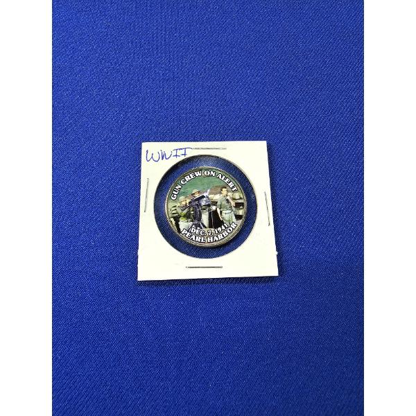 WWII Gun Crew on Alert Pear Harbor Colorized Commemorative Clad Kenndey Half Dollar