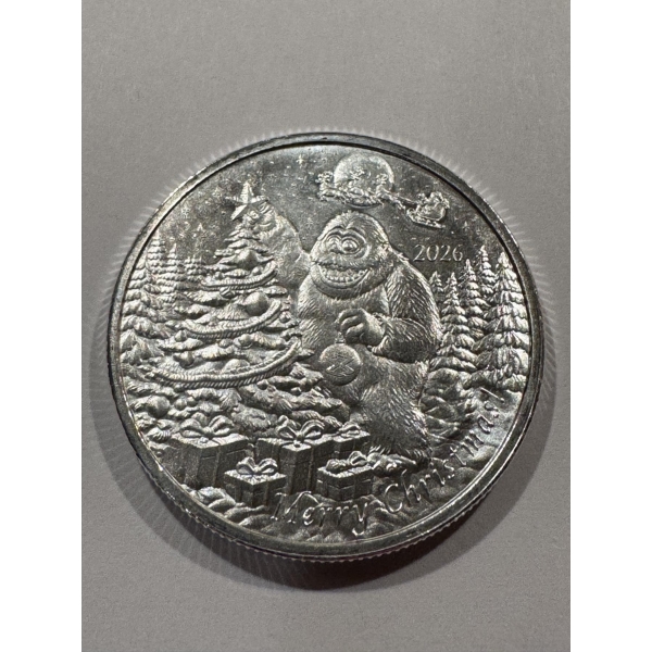 2026 The Abominable Snowman Christmas EARLY RELEASE .999 Fine Silver Troy Oz Round - Mint Condition