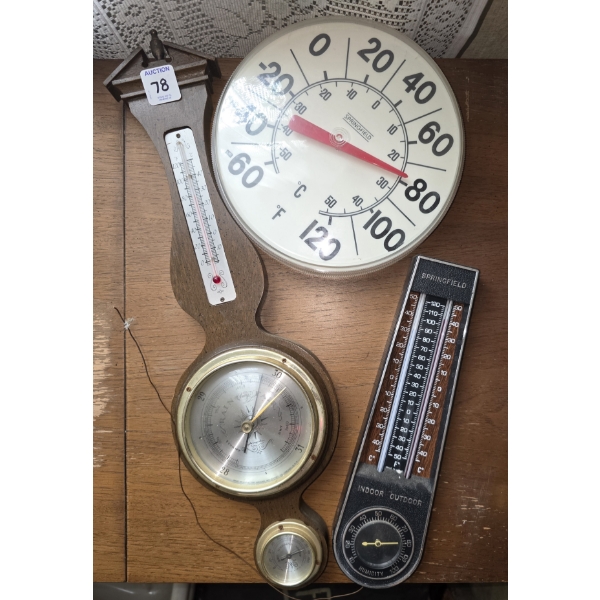 Barometer and 2 Thermometers
