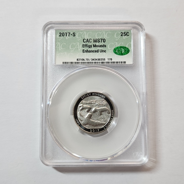 2017-S Effigy Mounds National Monument Quarter CAC MS70 Enhanced Uncirculated