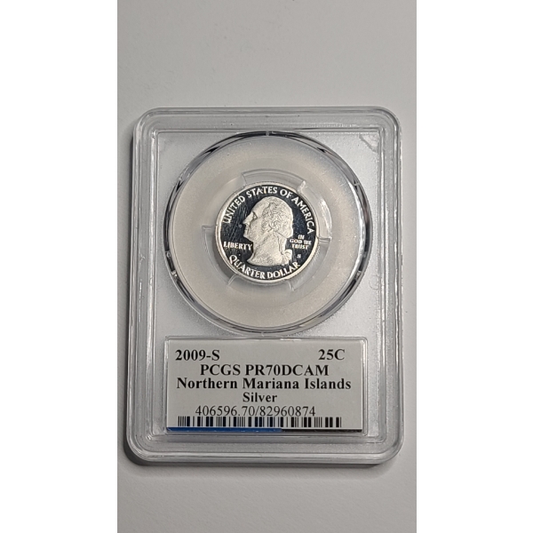 PCGS 2009-S PR70 DCAM Northern Mariana Islands U.S Territories 90% Silver Quarter 