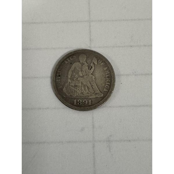 1891 United States Seated Liberty Dime 