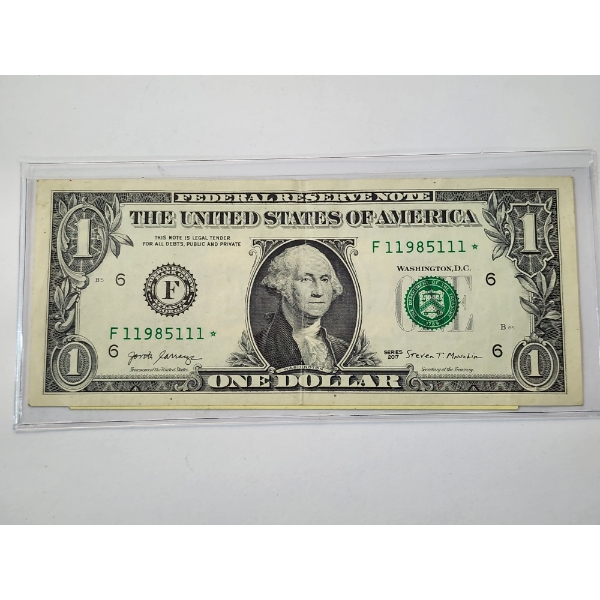 United States Series 2017 $1 Bill - *STAR NOTE* SN: F11985111- In Protective Holder