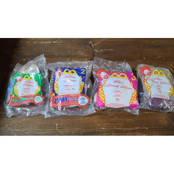 (4) 2000's McDonald's/Dinosaur Hand Puppet Toys In Packaging 