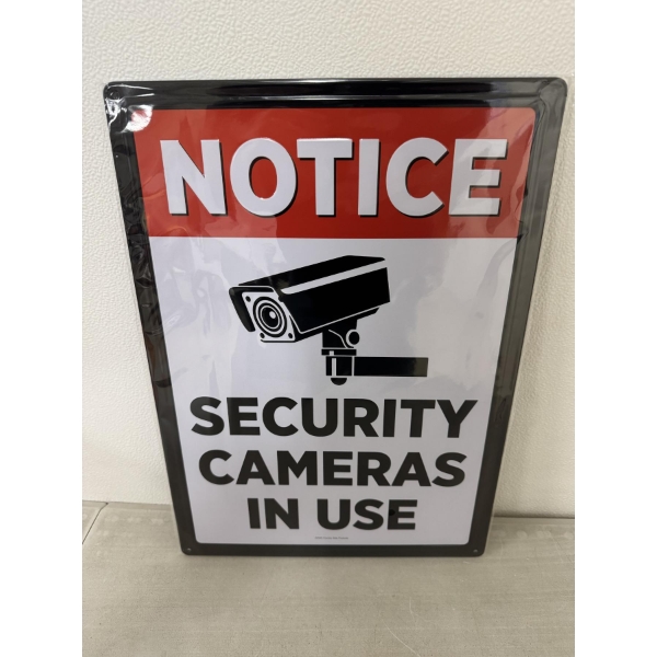 NOTICE SECURITY CAMERAS IN USE Metal Sign - 12" X 17" - Brand New - Mint Condition
