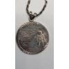 Image 2 : U.S 2002-D Ohio State Quarter Set In Bezel On 20" Sterling Silver Chain - Chain Weight: 12.7g