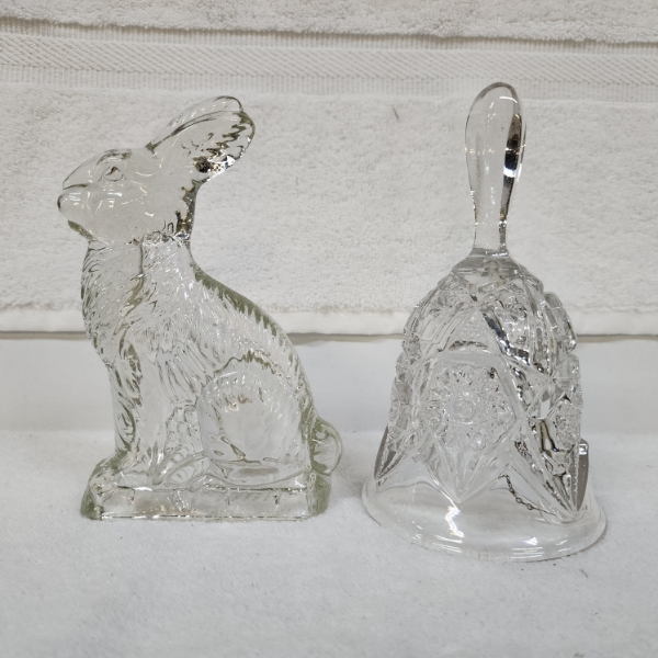Stunning Crystal Glass Bell & Glass Rabbit Set
