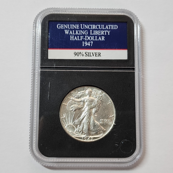 Genuine Uncirculated 90% Silver U.S. 1947 Walking Liberty Half Dollar 