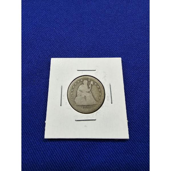 1858 Seated Liberty Quarter Dollar Coin 